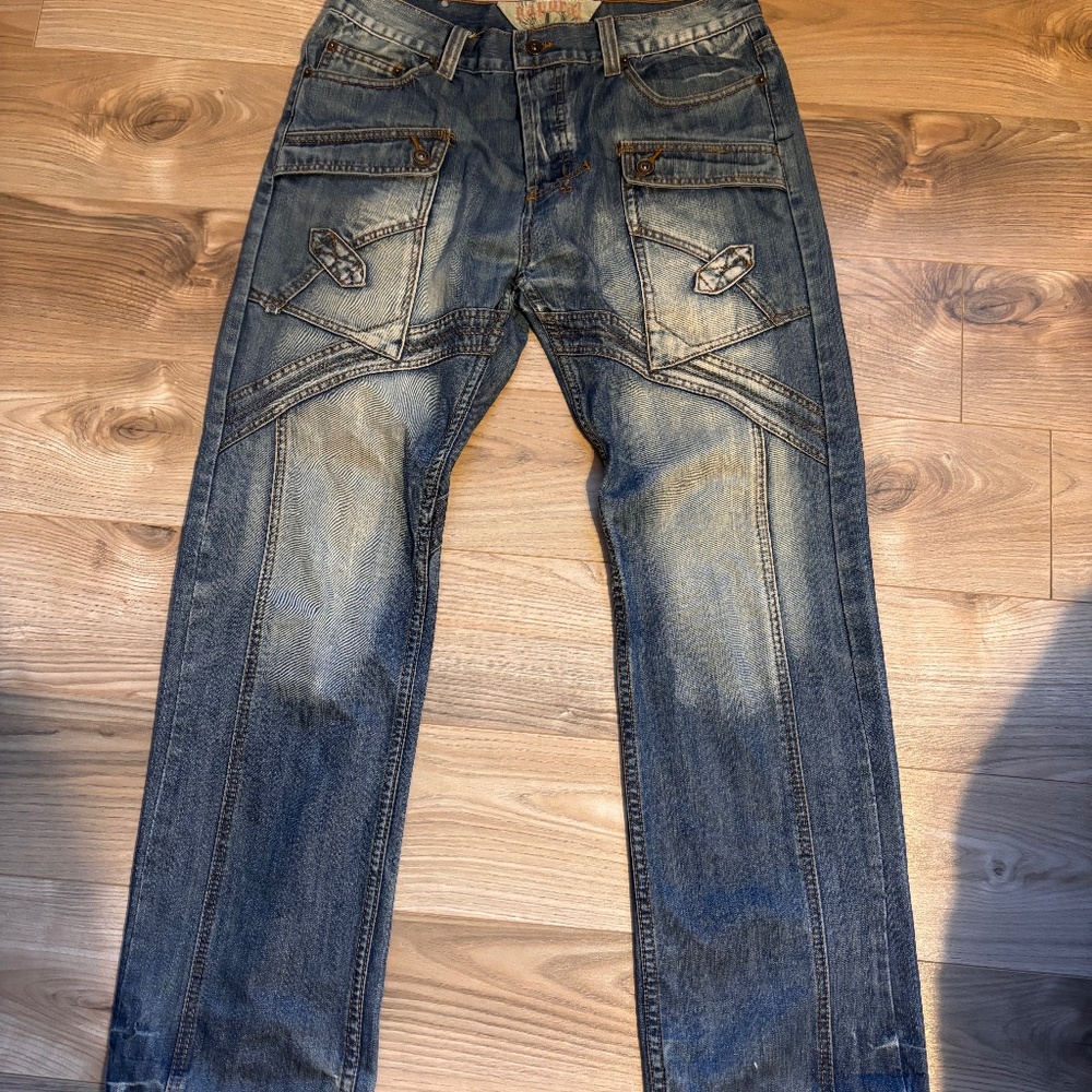 Washed denim baggy fit jeans